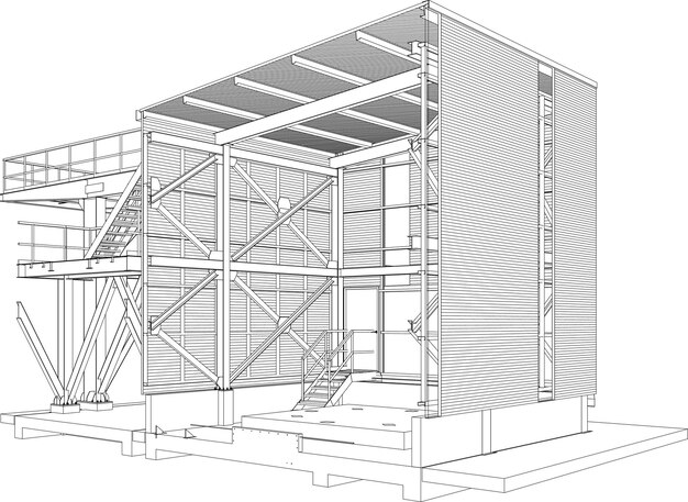 Illustration 3D d'un bâtiment industriel