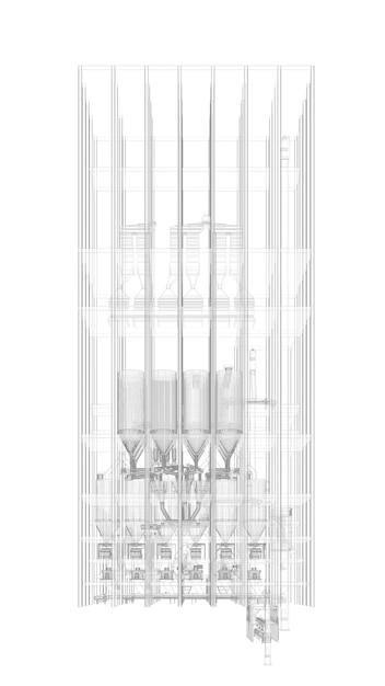 Illustration 3D d'un bâtiment industriel