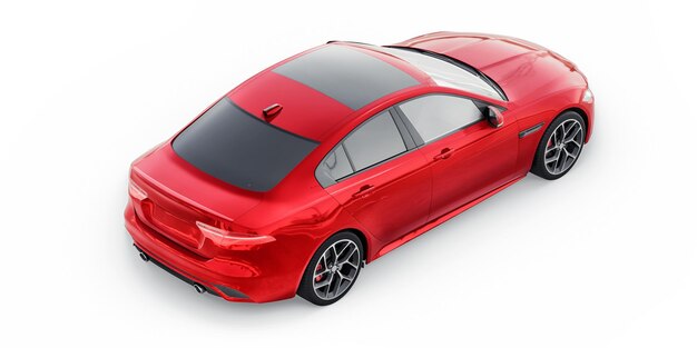 Illustration 3D de la berline sportive premium rouge