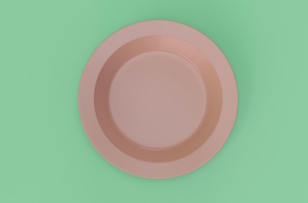 Illustration 3d bol de plaque vide rose pour votre produit