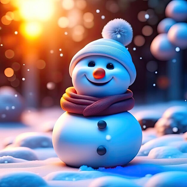 Illustration 3D d'un bonhomme de neige