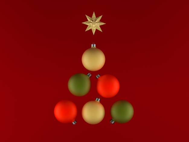 Illustration 3D, boules de sapin de Noël, couleurs douces, cartes de voeux