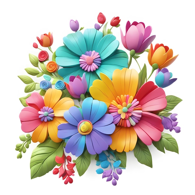 Illustration 3D d'un bouquet de fleurs générative ai