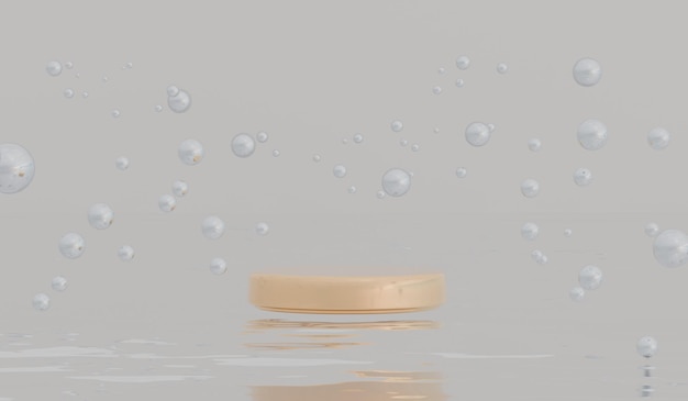 Illustration 3D des bulles de surface de l'eau du podium circulaire