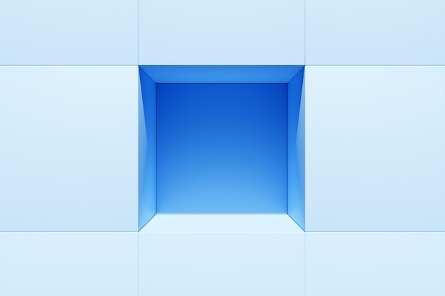Illustration 3d cellule bleue vide formes géométriques simples fond de mosaïque concept de nid d'abeille ruche