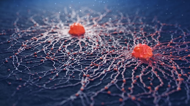Illustration 3d d'une cellule cancéreuseLa propagation de la maladie dans le corps Concept médical