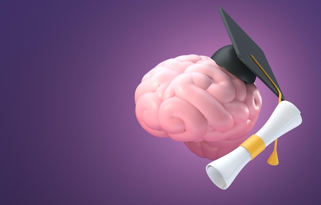 Illustration 3D de cerveau gradué isolé