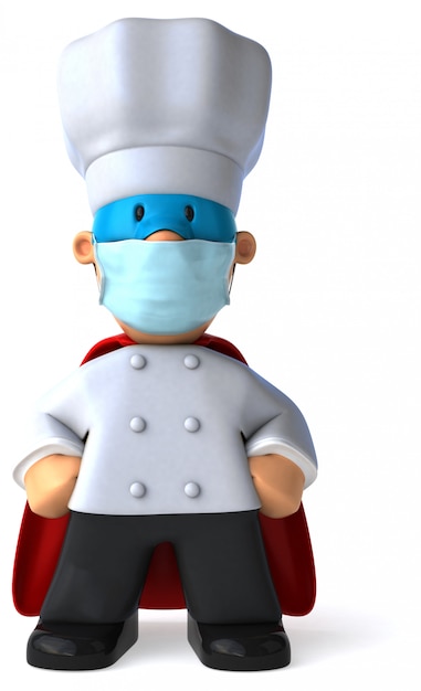 Illustration 3D d'un chef avec un masque