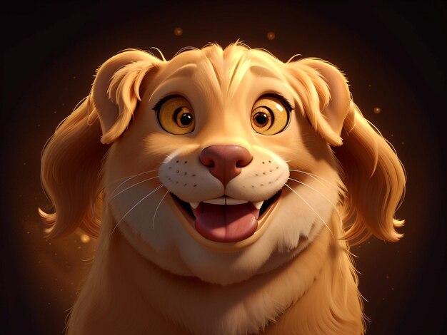 Une illustration 3D d'un chien golden retriever mignon et heureux