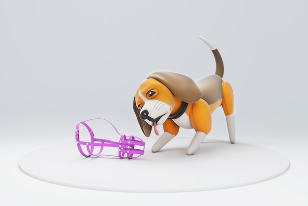 Illustration 3D d'un chien jouant