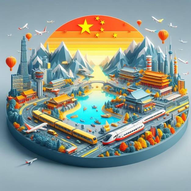 Illustration 3D de la Chine