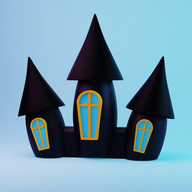 Illustration 3d d'une citrouille de château noir pour halloween