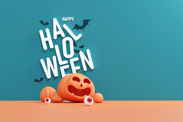 Illustration 3D de citrouille souriante pour l'affichage de produits festifs Célébration d'automne Concept de fête d'Halloween JackOLantern