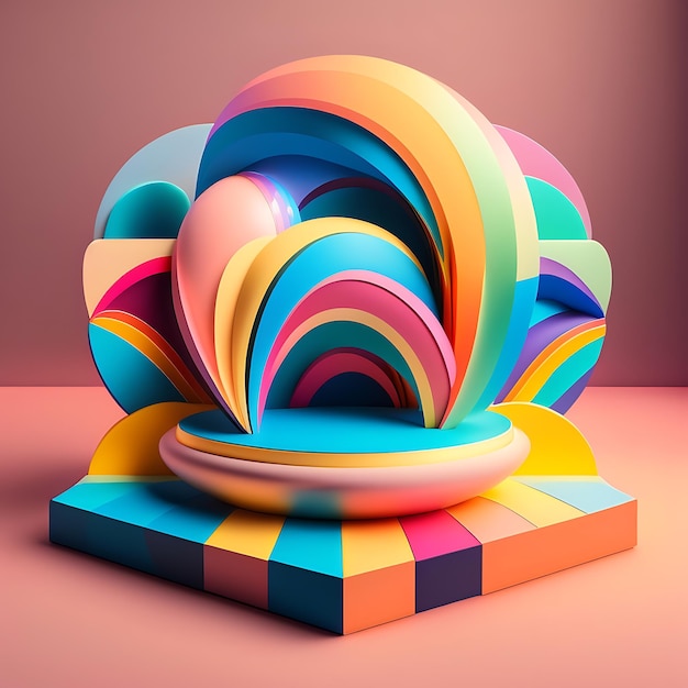 Une illustration 3d colorée d'un cercle Podium pour la maquette du produit