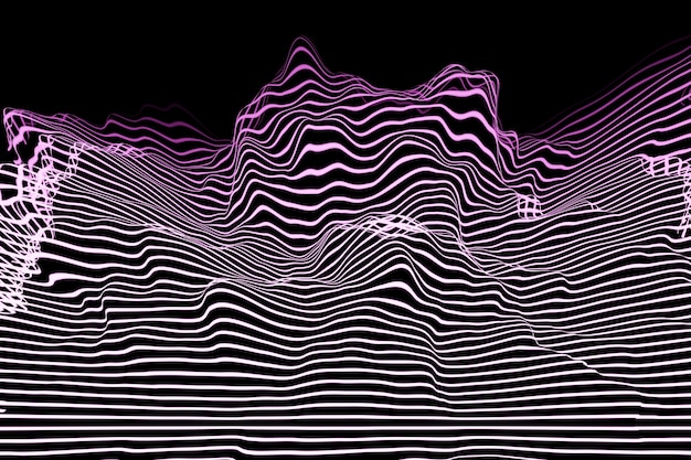 Illustration 3D de conception onde sonore numérique abstraite colorée sur fond noir enregistreur audio égaliseur de reconnaissance vocale