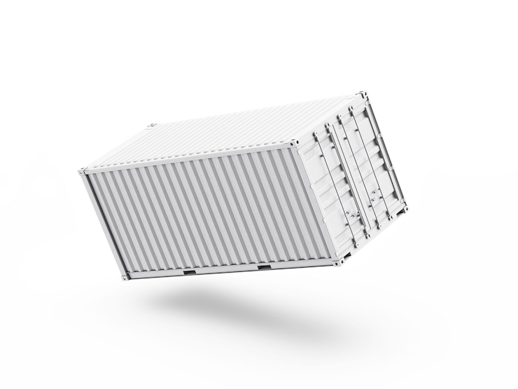 Photo illustration 3d conteneur de fret isolé sur fond blanc