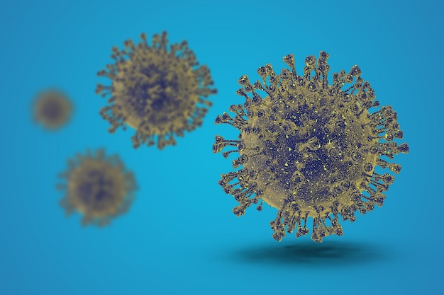 Illustration 3D COVID19 sur fond bleu isolé Nouveau nom officiel pour Coronavirus