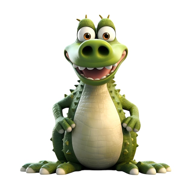 Illustration 3D d'un crocodile avec un visage souriant