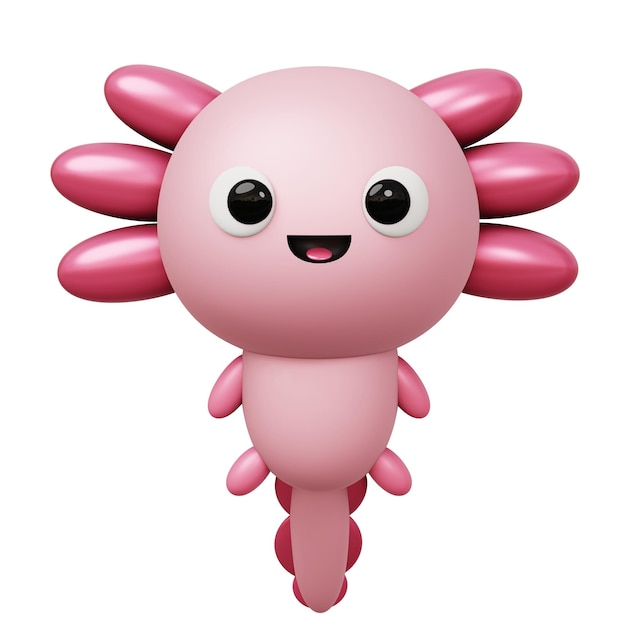 Photo illustration 3d de dessin animé d'axolotl mignon