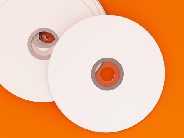 Illustration 3D de disques compacts blancs sur un fond de couleur