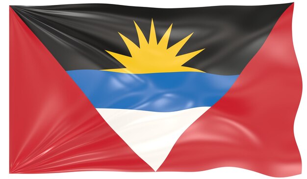 Illustration 3d d'un drapeau ondulant d'Antigua-et-Barbuda