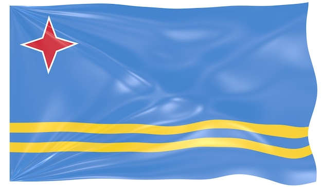 Illustration 3d d'un drapeau ondulant d'Aruba