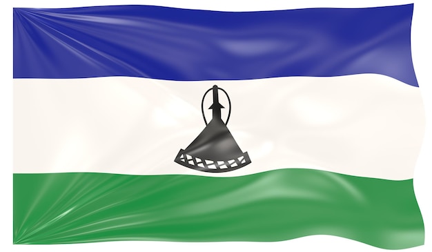 Illustration 3d d'un drapeau ondulant du Lesotho