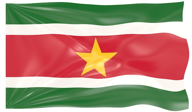 Illustration 3d d'un drapeau ondulant du Suriname