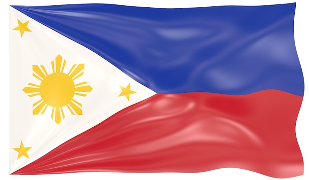 Illustration 3d d'un drapeau ondulant des Philippines