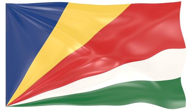 Illustration 3d d'un drapeau ondulant des Seychelles