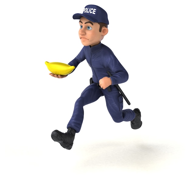 Illustration 3D drôle d'un policier de dessin animé