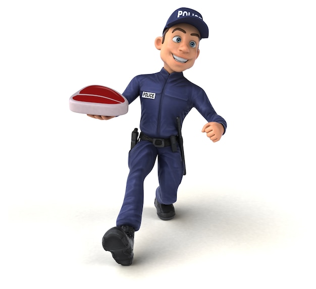 Illustration 3D drôle d'un policier de dessin animé