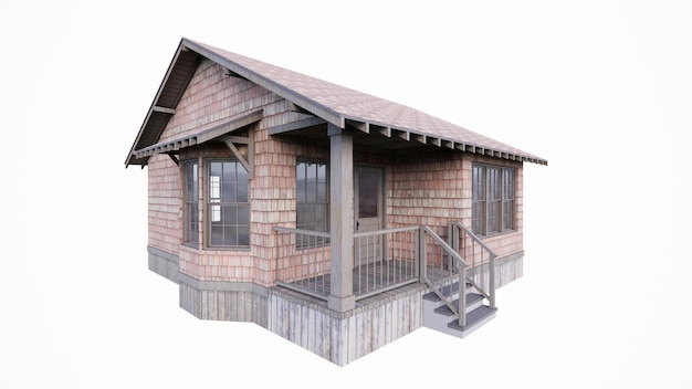 Illustration 3D du bâtiment d'une cabane simple