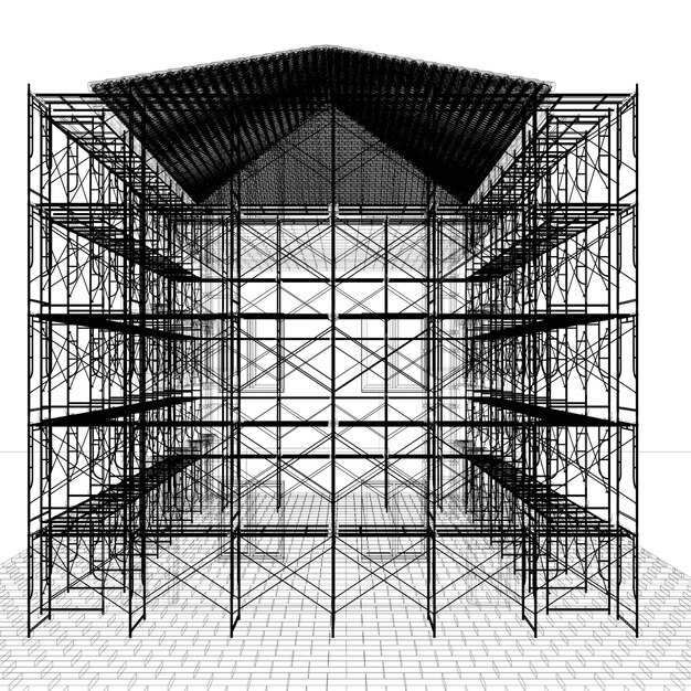 Illustration 3D du bâtiment et de la construction