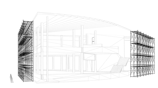 Illustration 3D du bâtiment et de la construction