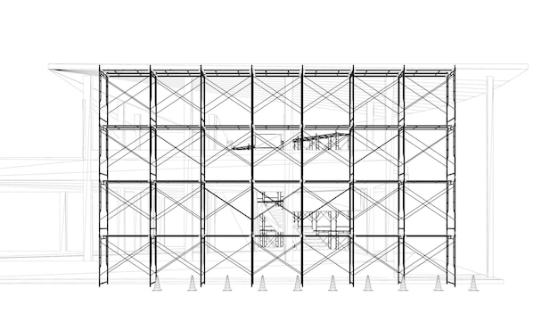 Illustration 3D du bâtiment et de la construction