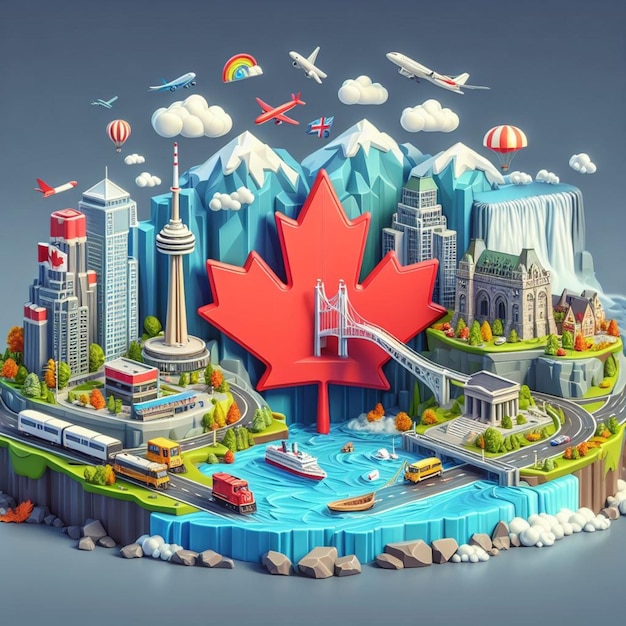 Illustration 3D du Canada