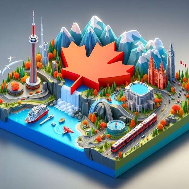 Illustration 3D du Canada