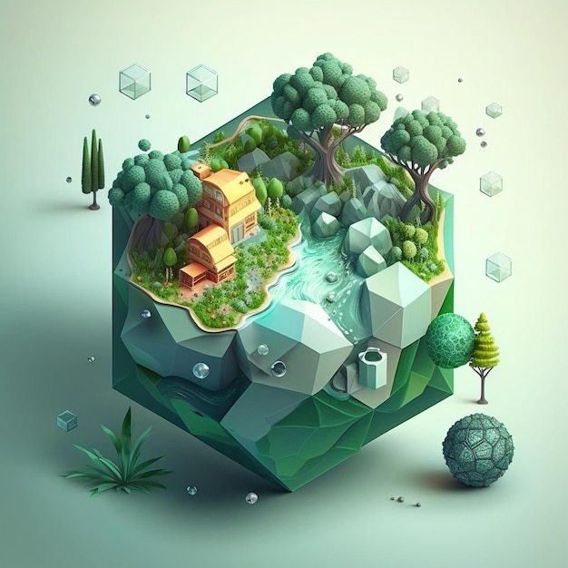 Illustration 3D du concept d'écologie