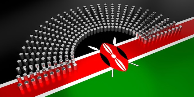 Photo illustration 3d du concept d'élection parlementaire de vote du drapeau du kenya