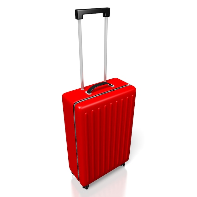 Illustration 3D du concept de voyage valise rouge