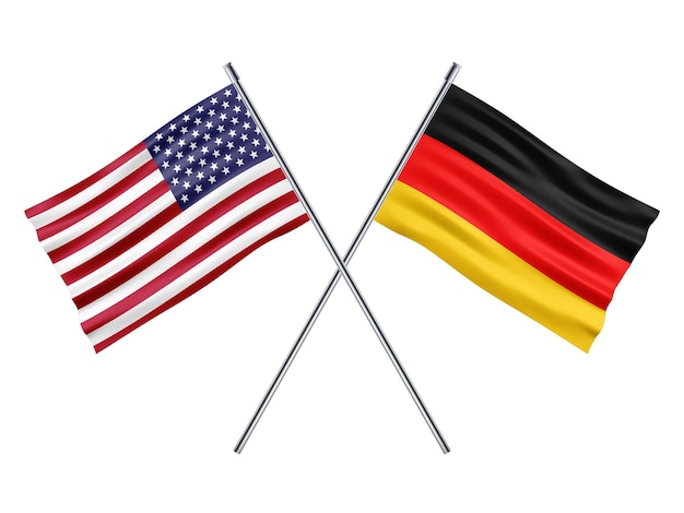 Illustration 3d du drapeau d'amitié des États-Unis et de l'Allemagne