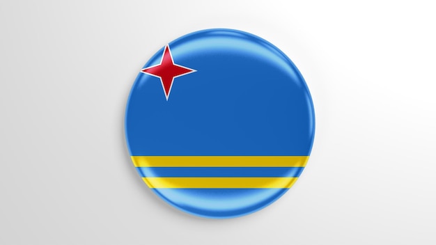 Illustration 3D du drapeau d'Aruba à broche ronde