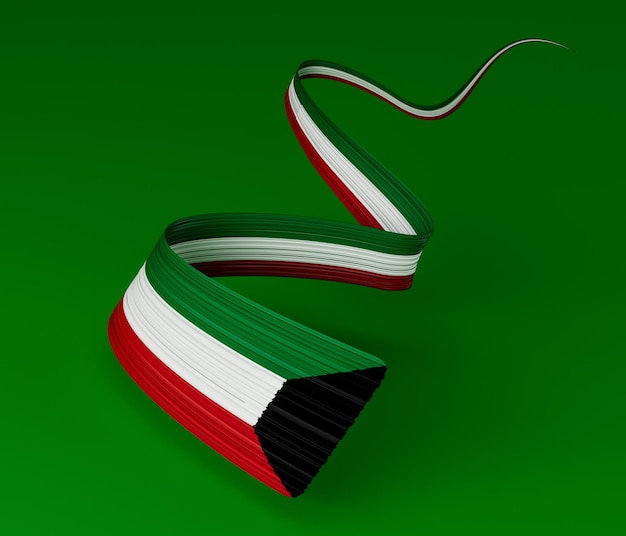 Illustration 3d du drapeau du Koweït sur fond vert