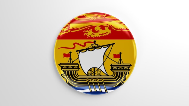 Illustration 3D du drapeau du Nouveau-Brunswick à broche ronde