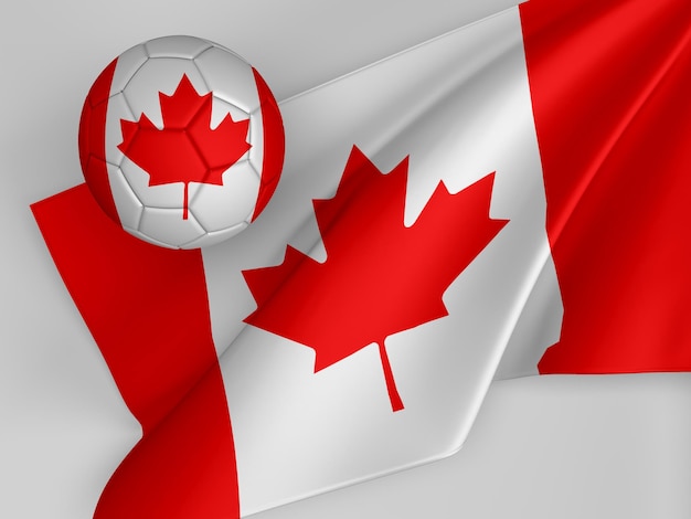 illustration 3d du drapeau de football du canada