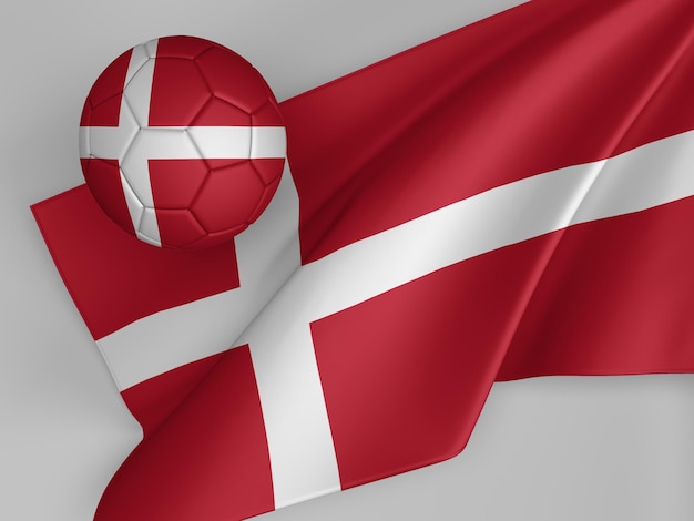 illustration 3d du drapeau de football du danemark