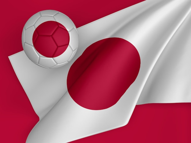 Photo illustration 3d du drapeau de football du japon