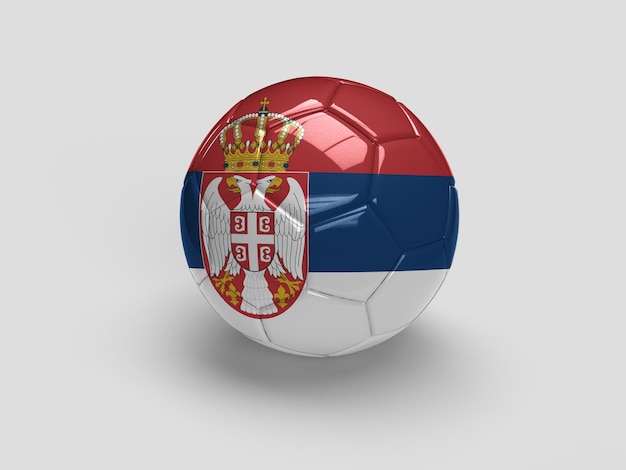 illustration 3d du drapeau de football de la serbie