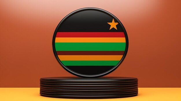 Illustration en 3d du drapeau de la Guinée-Bissau Le drapeau du Bissau agite isolé sur un drapeau à fond noir